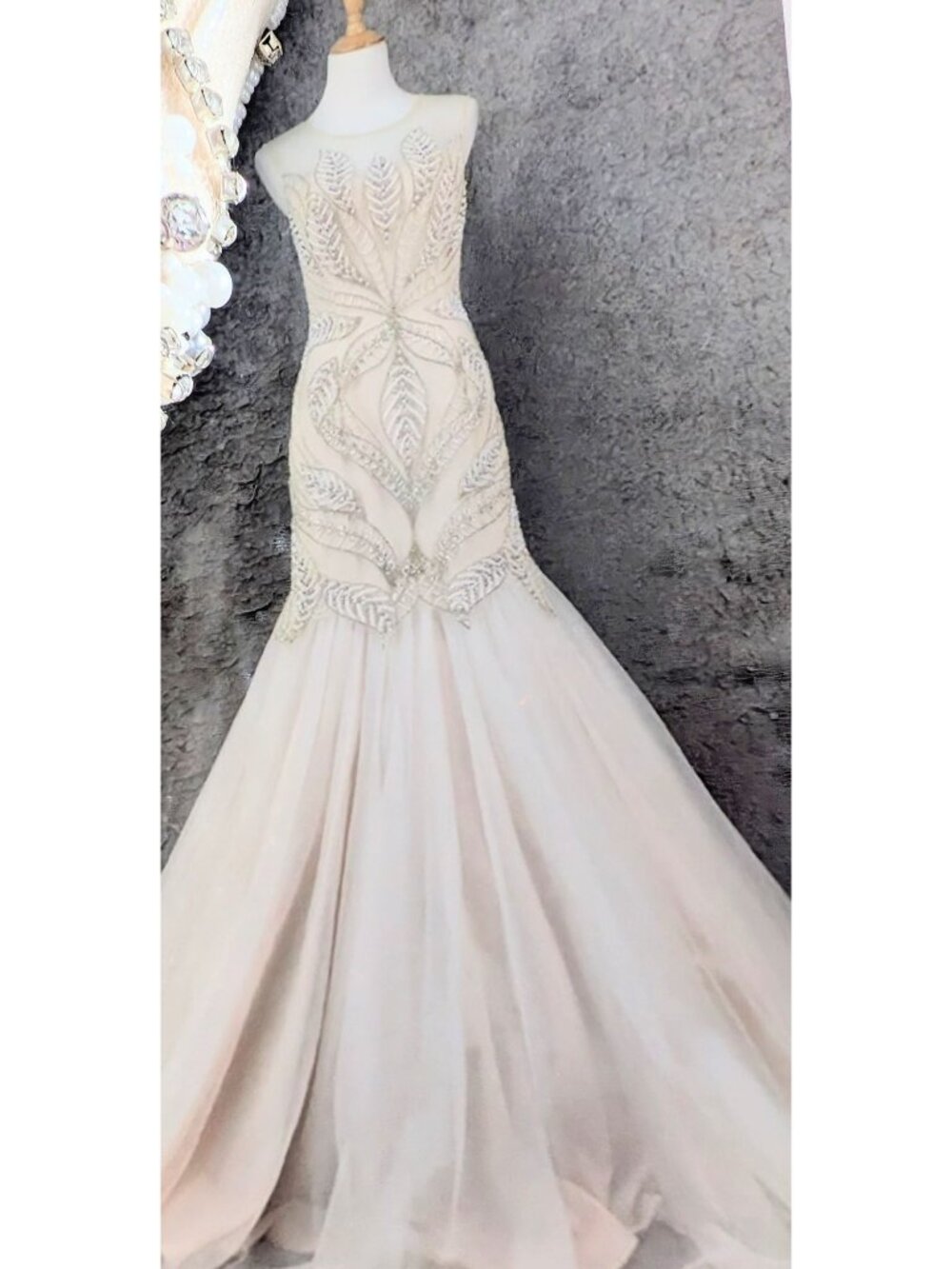 Champagne Bridal wedding formal dress gown bust 36 in US4